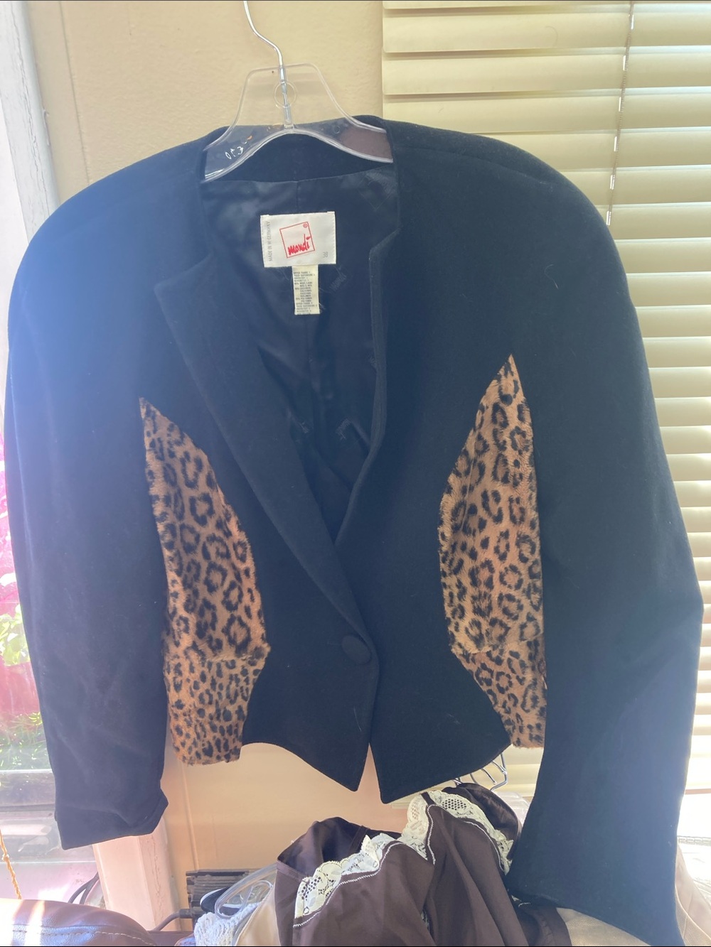 Mondi Black Blazer with Leopard Print Panels